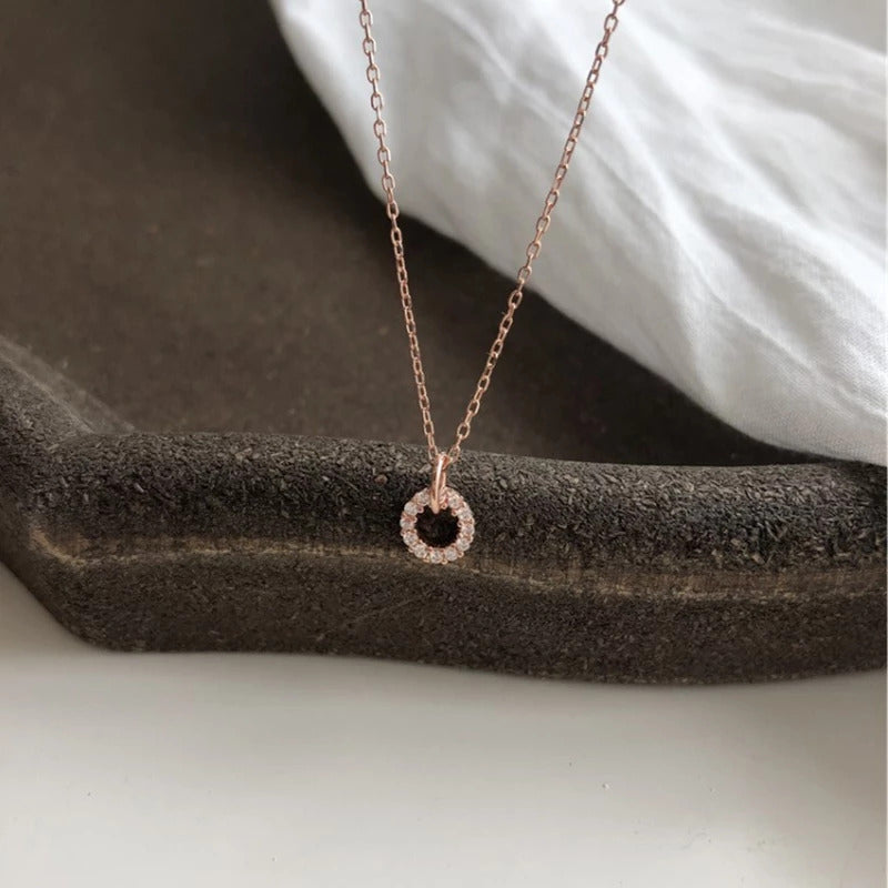 Einfacher Kreis Zirkon Anhänger Halskette | Shop Nory