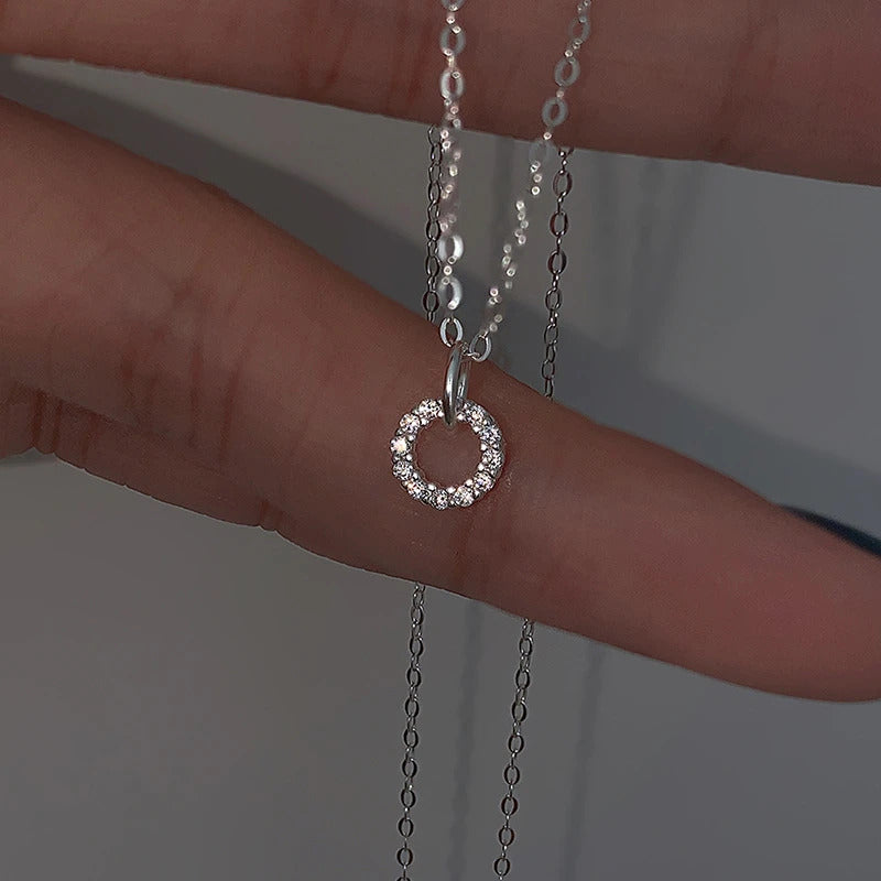 Einfacher Kreis Zirkon Anhänger Halskette | Shop Nory