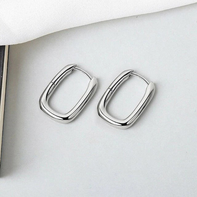 925 Sterling Silver Geometrische Ellipse Ohrringe | Shop Nory