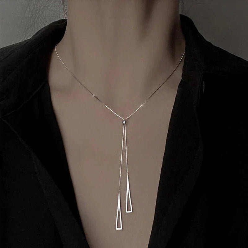 925 Sterling Silber Geometrisches Dreieck Halskette | Shop Nory