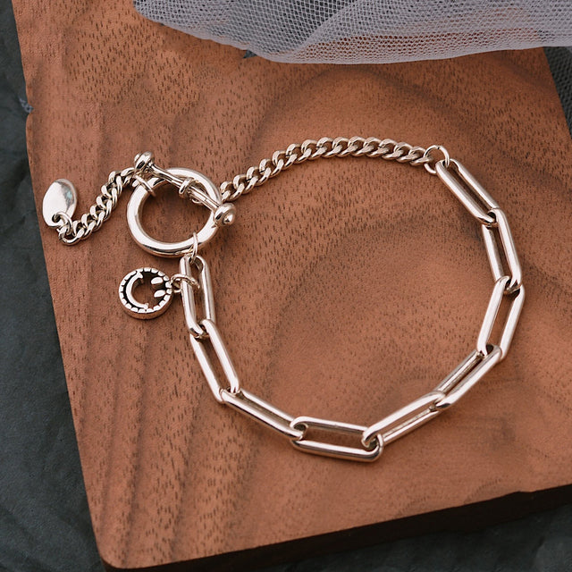 925 Sterling Silber Dicke Charm Armband | Shop Nory