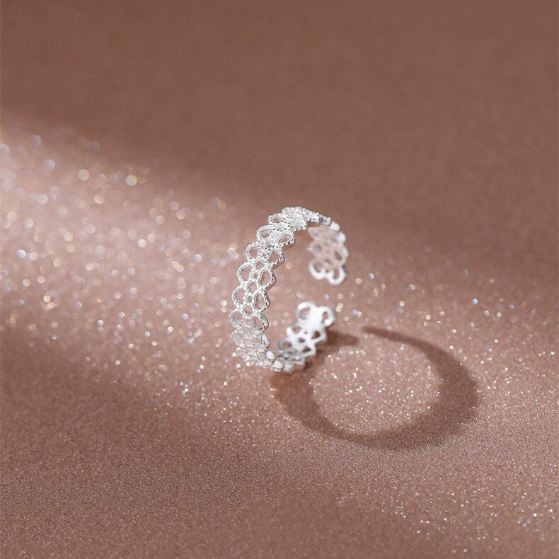 925 Sterlingsilber Spitzen Hohles Muster Ring | Shop Nory