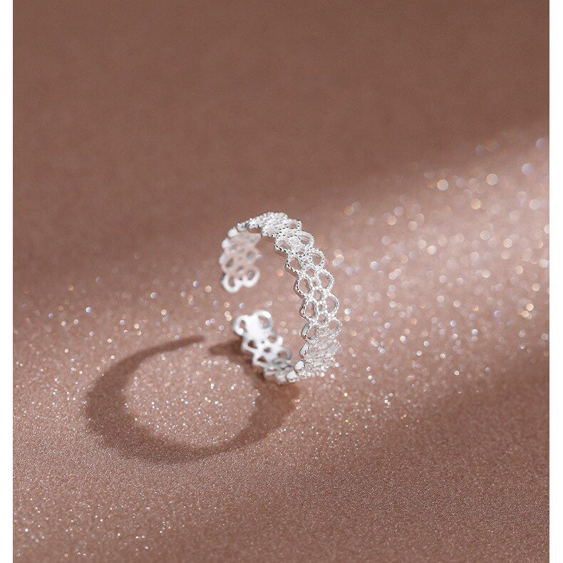 925 Sterlingsilber Spitzen Hohles Muster Ring | Shop Nory
