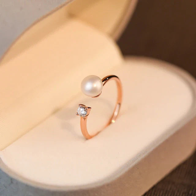 925 Sterling Silber Natürliche Perle Zirkon Ring | Shop Nory