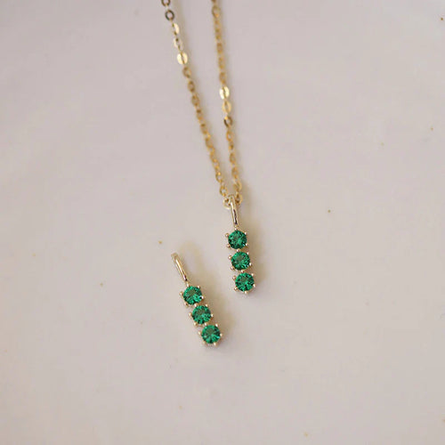 Retro Grüner Zirkon Schlüsselbein Kettenhalskette | Shop Nory