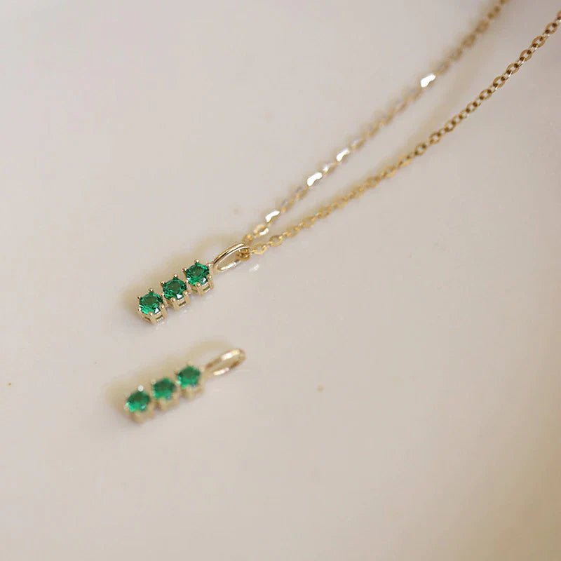 Retro Grüner Zirkon Schlüsselbein Kettenhalskette | Shop Nory