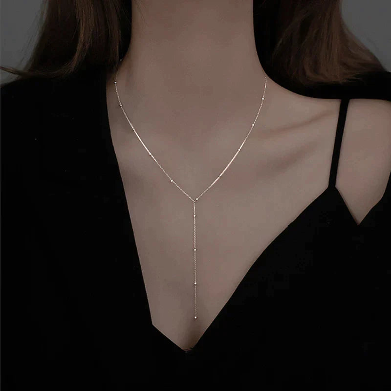 925 Sterling Silber Rundperle Quasten Halskette | Shop Nory