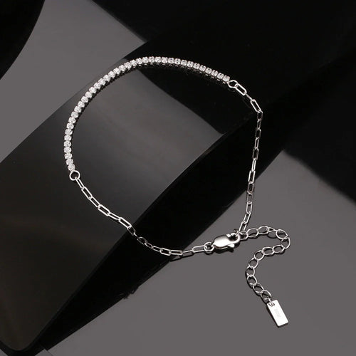 925 Sterling Silber Glänzendes Perlen- und Kettenarmband | Shop Nory