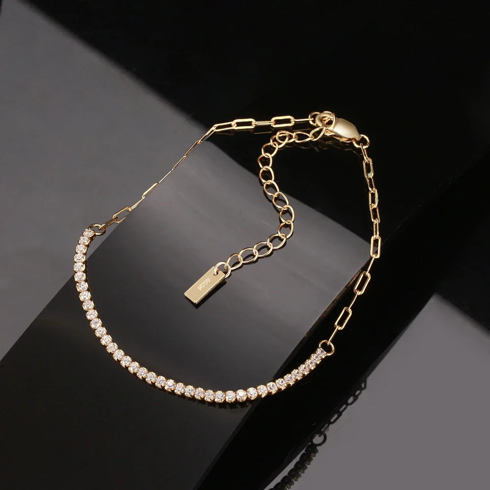 925 Sterling Silber Glänzendes Perlen- und Kettenarmband | Shop Nory