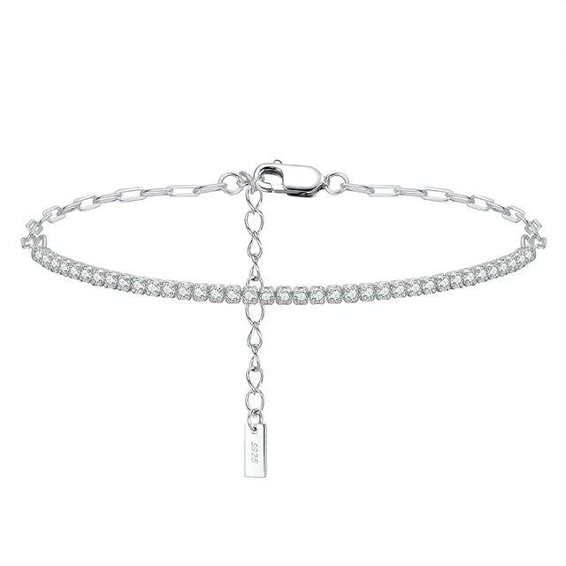 925 Sterling Silber Glänzendes Perlen- und Kettenarmband | Shop Nory