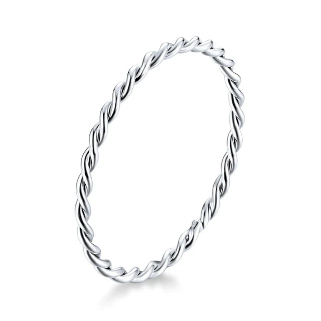 925 Sterling Silber Einfach Geflochtener Eleganter Ring | Shop Nory