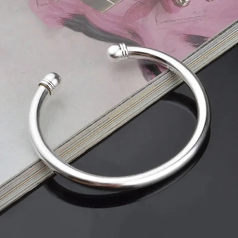 925 Sterling Silber Doppelperlen Armreif | Shop Nory