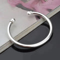 925 Sterling Silber Einfaches Doppelkugeln Offenes Armreif | Shop Nory