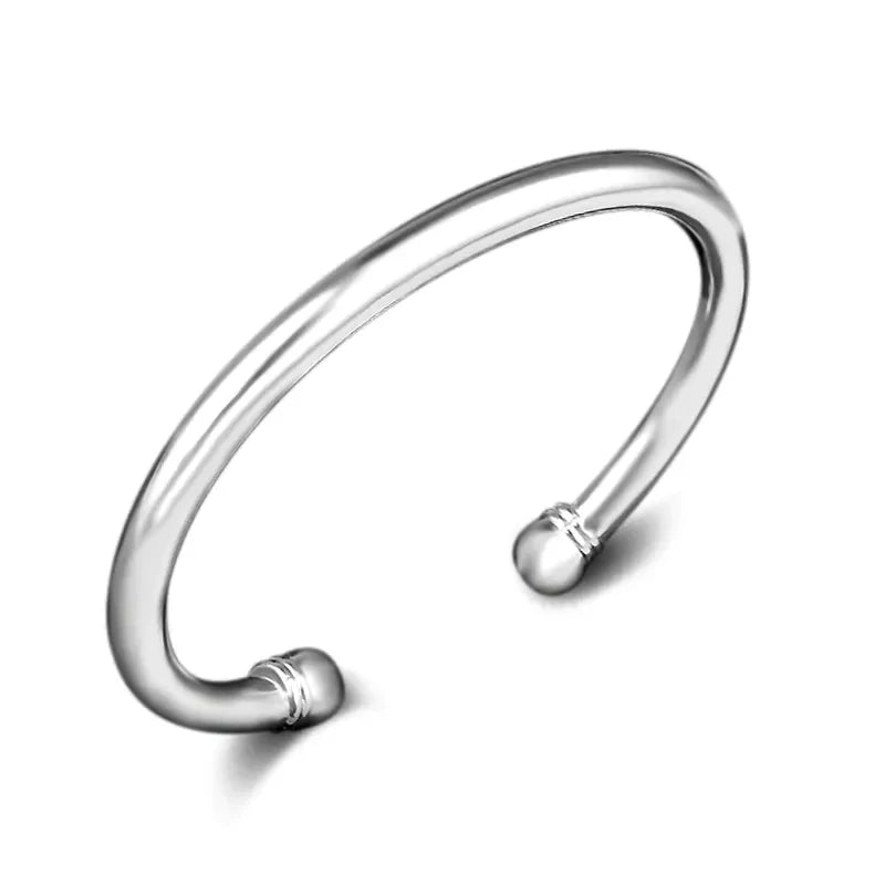 925 Sterling Silber Einfaches Doppelkugeln Offenes Armreif | Shop Nory