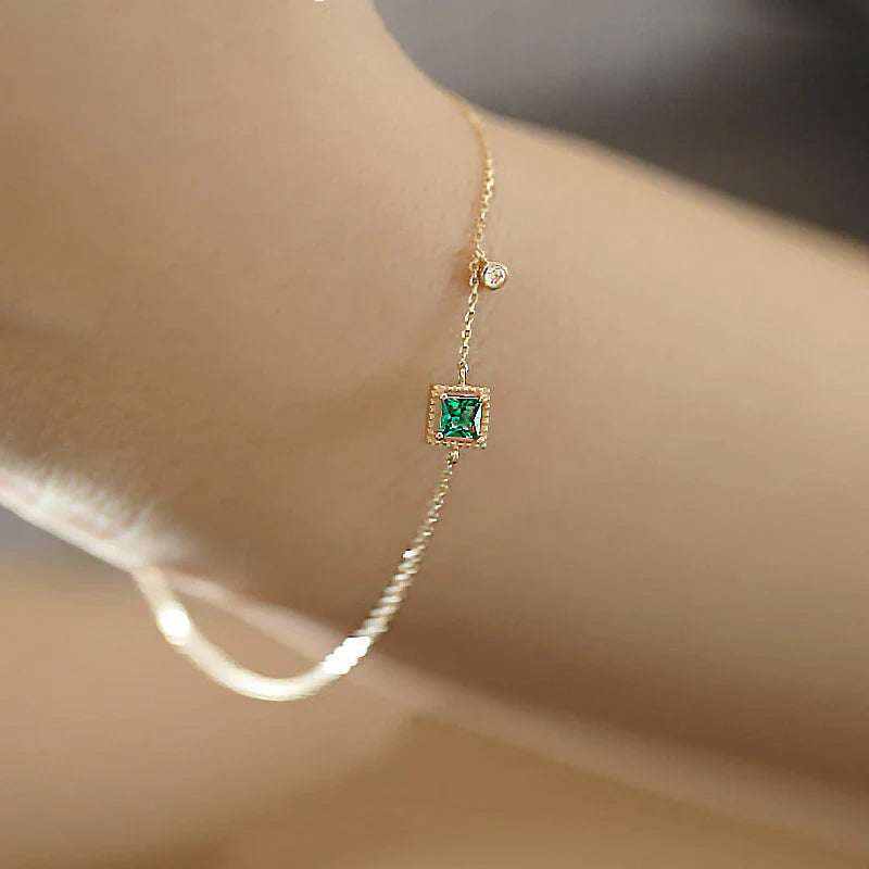 925 Sterling Silber Smaragd Kristall Kettenarmband | Shop Nory