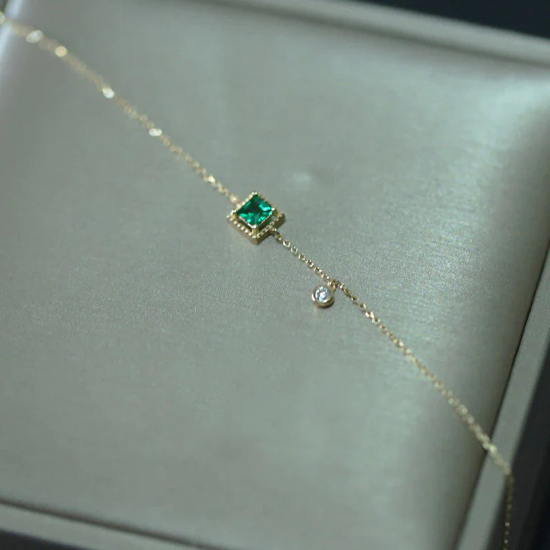 925 Sterling Silber Smaragd Kristall Kettenarmband | Shop Nory