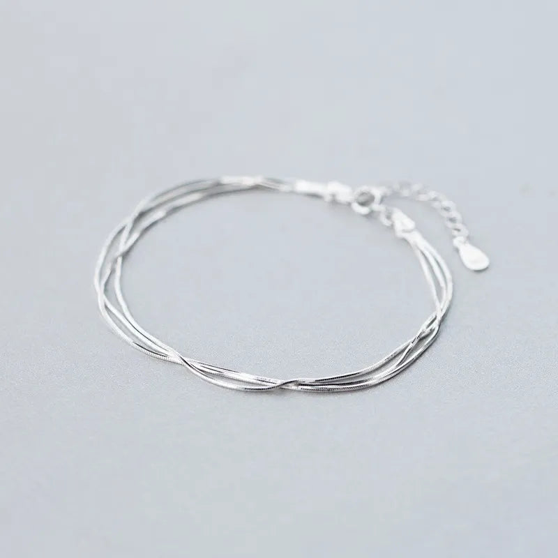 925 Sterling Silver Einfache Schichtarmbänder | Shop Nory