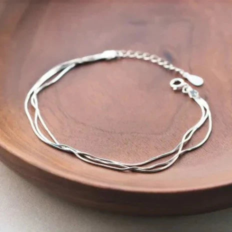 925 Sterling Silver Einfache Schichtarmbänder | Shop Nory