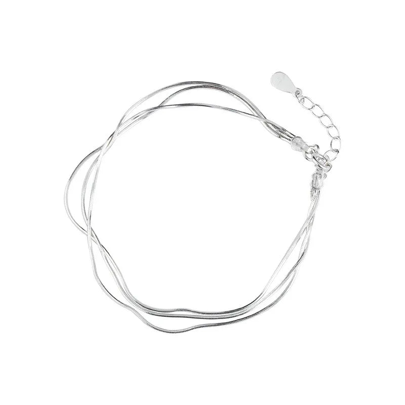 925 Sterling Silver Einfache Schichtarmbänder | Shop Nory