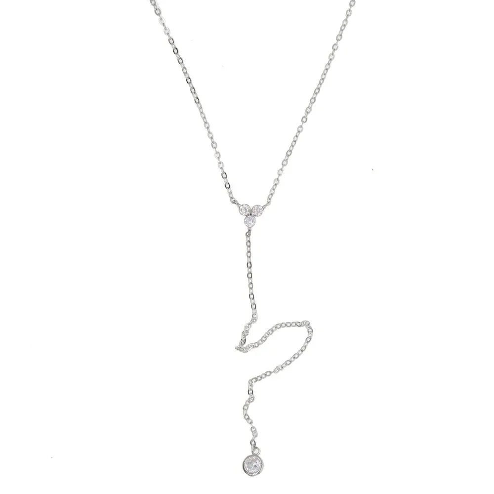 925 Sterling Silber einfache lange Ketten-Lariat-Halskette | Shop Nory