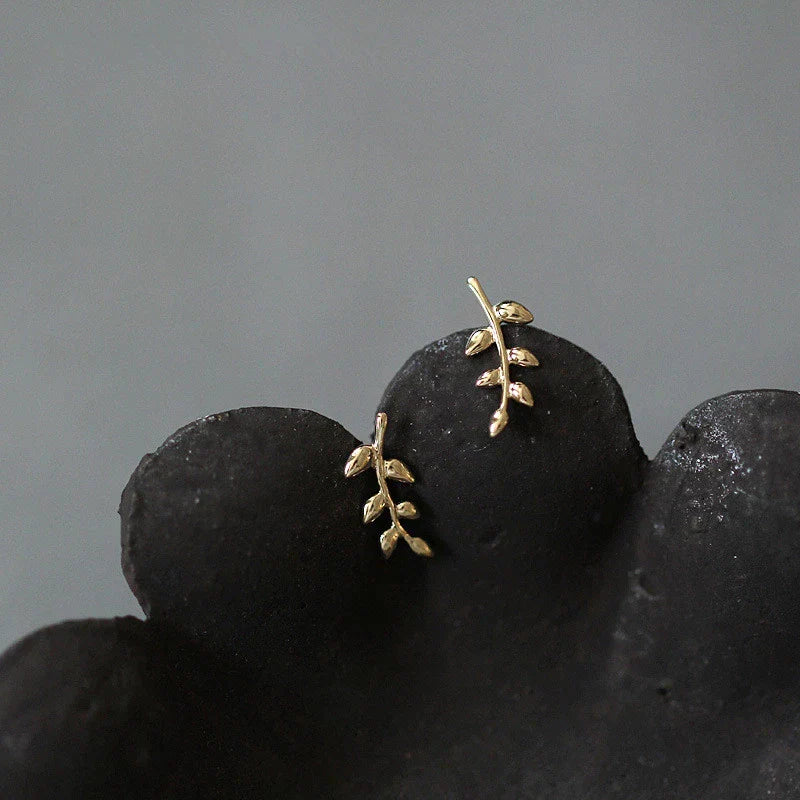 925 Sterling Silver Olivenzweig Blatt Ohrringe | Shop Nory