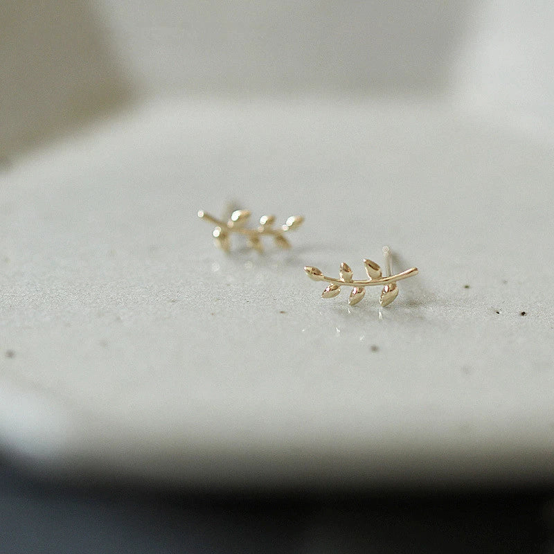 925 Sterling Silver Olivenzweig Blatt Ohrringe | Shop Nory