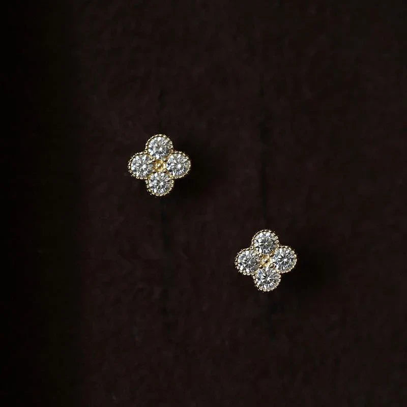 925er Sterling Silber Einfache Temperament Blumen Zirkon Ohrringe | Shop Nory