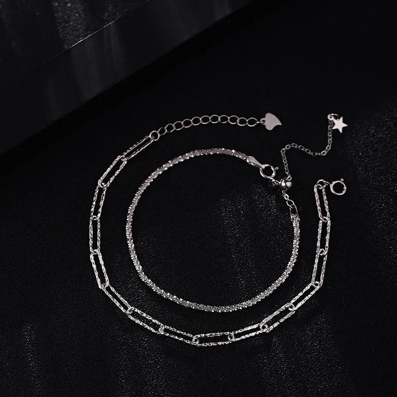 925 Sterling Silber Funkelnd 2-Lagen Armband | Shop Nory