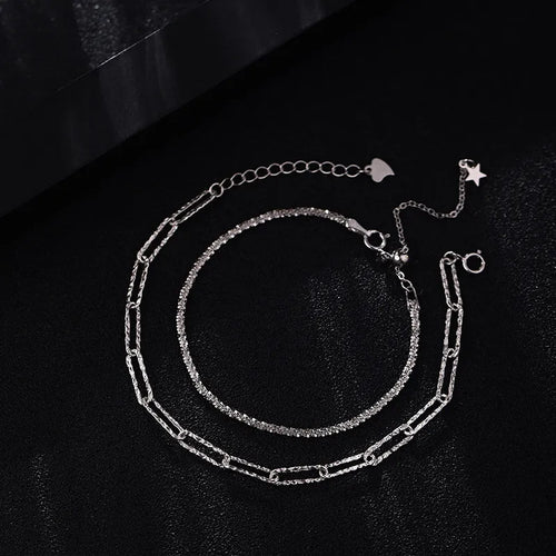 925 Sterling Silber Funkelnd 2-Lagen Armband | Shop Nory