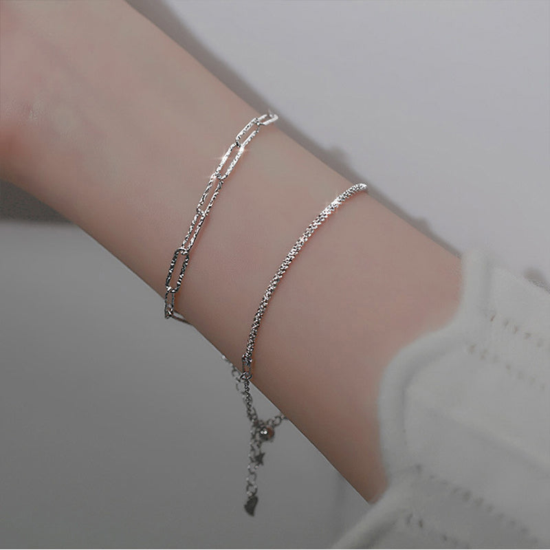 925 Sterling Silber Funkelnd 2-Lagen Armband | Shop Nory