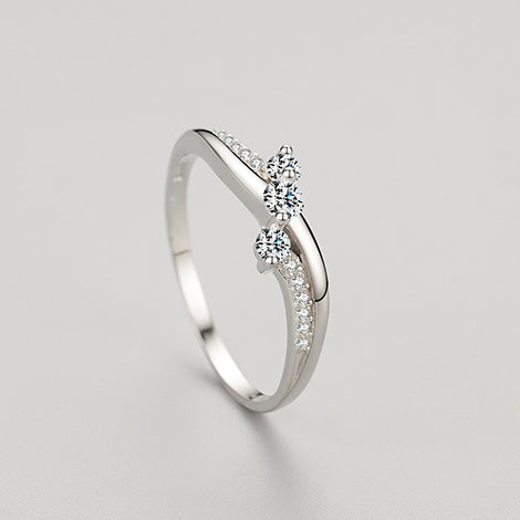 925 Sterling Silber Funkelnde Zirkon Wellenring | Shop Nory