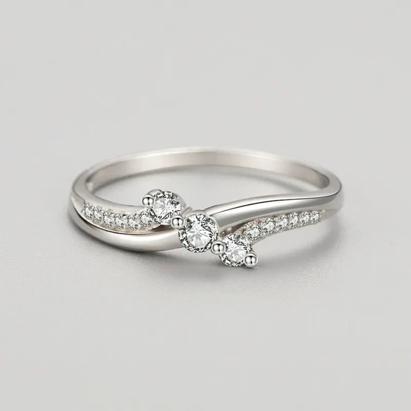 925 Sterling Silber Funkelnde Zirkon Wellenring | Shop Nory