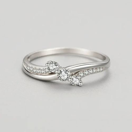 925 Sterling Silber Funkelnde Zirkon Wellenring | Shop Nory