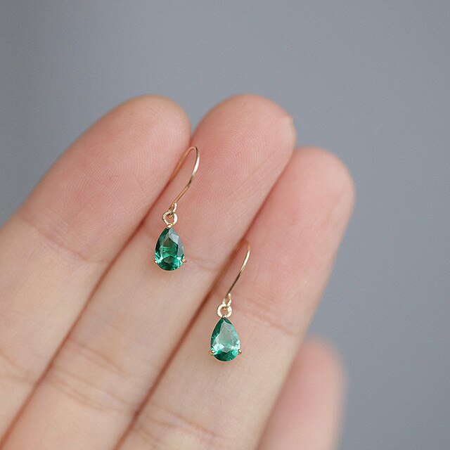 925 Sterling Silver Grüne Retro Tropfenohrringe | Shop Nory