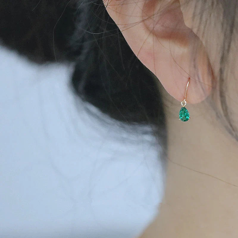 925 Sterling Silver Grüne Retro Tropfenohrringe | Shop Nory