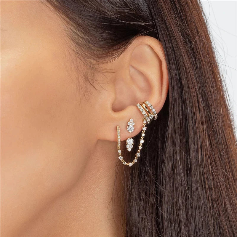 925 Sterling Silber Funkelnde Zirkon Ohrringe | Shop Nory