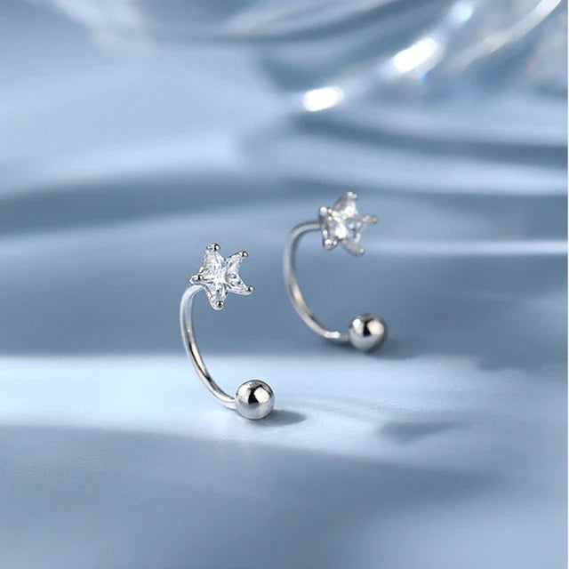 925 Sterling Silber Stern Flash Kristall Ohrringe | Shop Nory