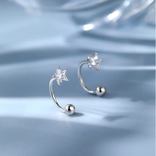 925 Sterling Silber Stern Flash Kristall Ohrringe | Shop Nory
