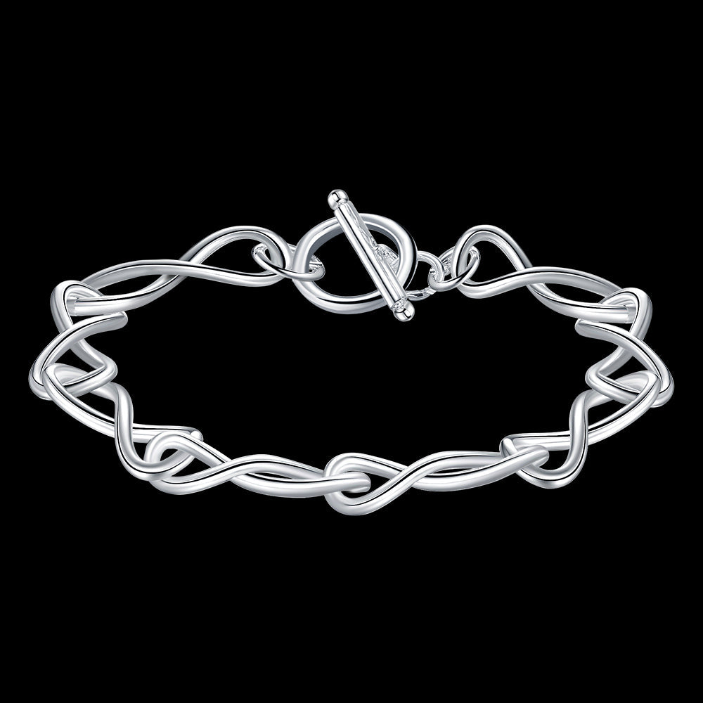 925 Sterling Silber Gedrehte Form Kettenarmband | Shop Nory