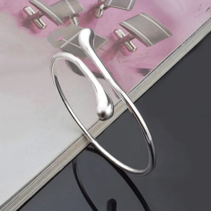 925 Sterling Silber Wasser Tropfen Offene Armreif | Shop Nory