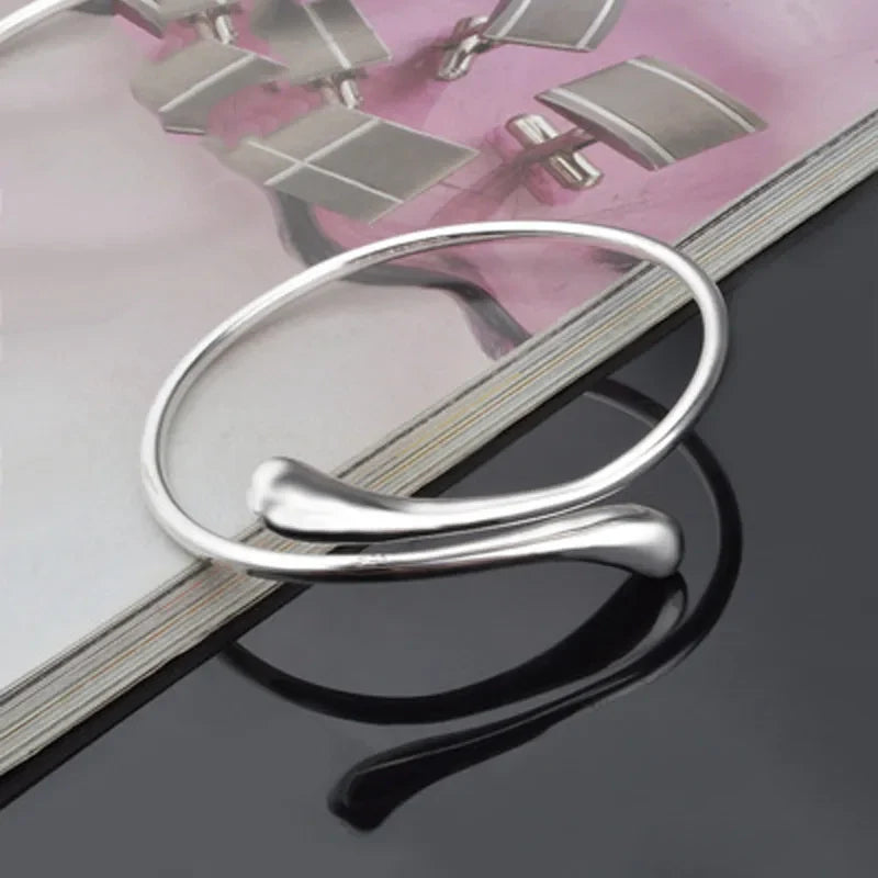 925 Sterling Silber Wasser Tropfen Offene Armreif | Shop Nory