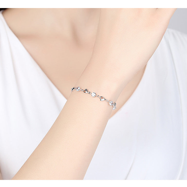 925 Sterling Silber Zirkon Herzförmiges Armband | Shop Nory