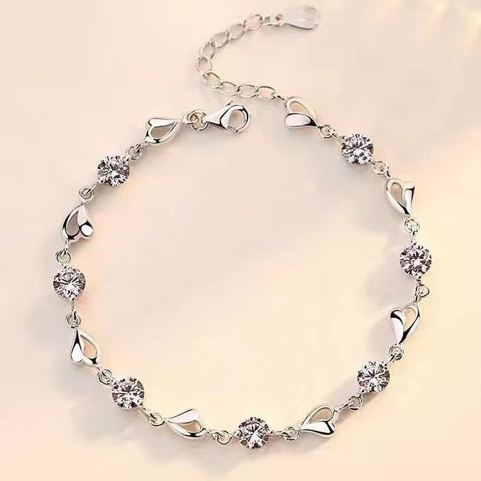 925 Sterling Silber Zirkon Herzförmiges Armband | Shop Nory