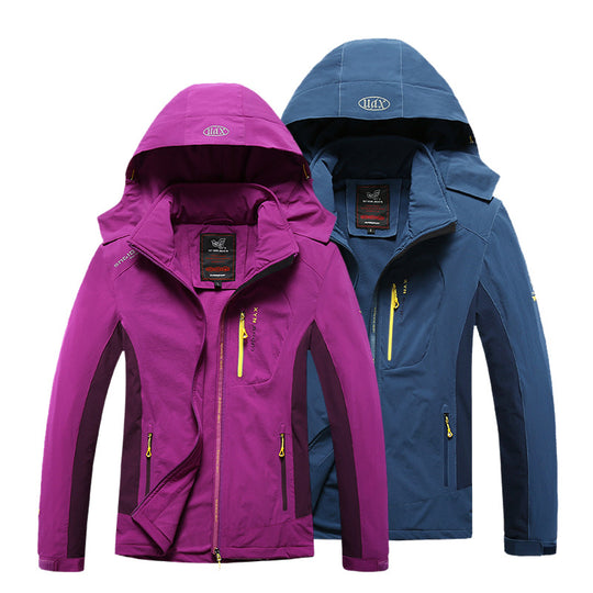 Damen Wasser- und winddichte Softshell-Trekkingjacke mit verstellbarer Kapuze Shop Nory