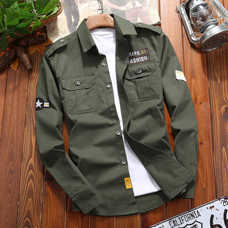 Herren Utility-Hemdjacke aus leichtem Baumwollcanvas mit Rollärmeln und Brustpattentaschen Shop Nory