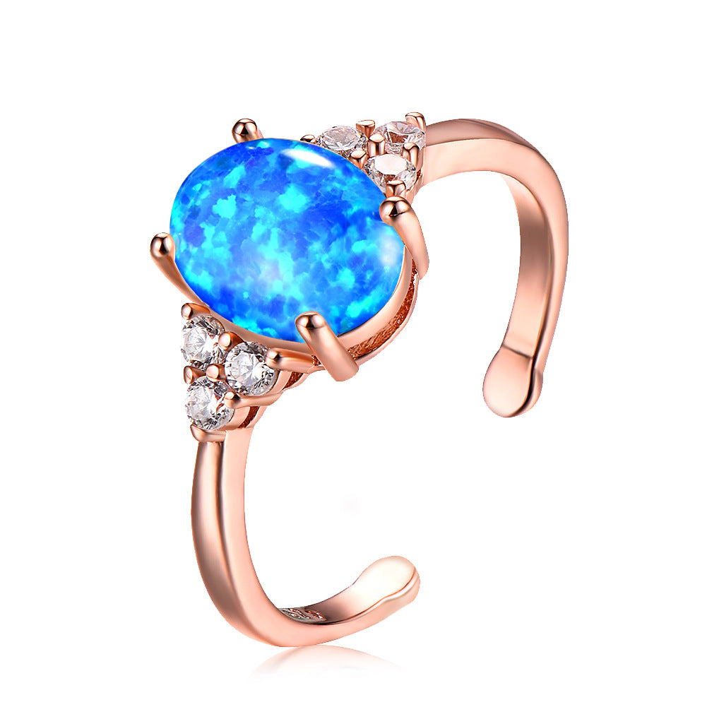 Damen Ring mit schimmerndem Opal und funkelnden Zirkonia-Details Shop Nory