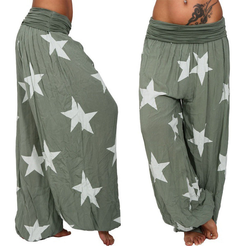 Damen lässige Palazzo-Hose mit Sternenmotiv Shopnory