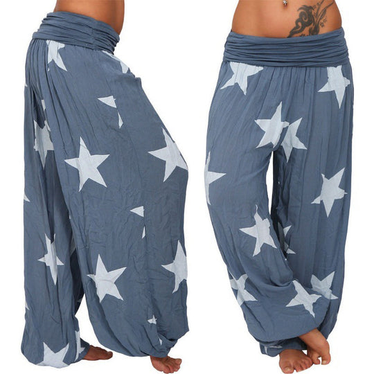 Damen lässige Palazzo-Hose mit Sternenmotiv Shopnory