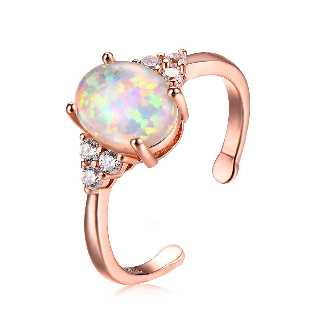 Damen Ring mit schimmerndem Opal und funkelnden Zirkonia-Details Shop Nory
