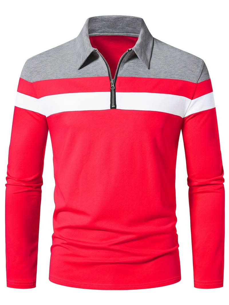 langärmliges poloshirt mit reißverschluss